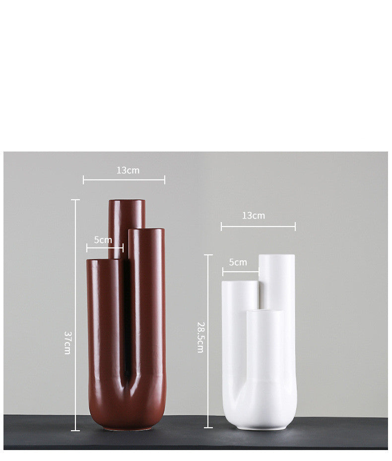 Creative Pipe Shape Porous Ceramic Vase