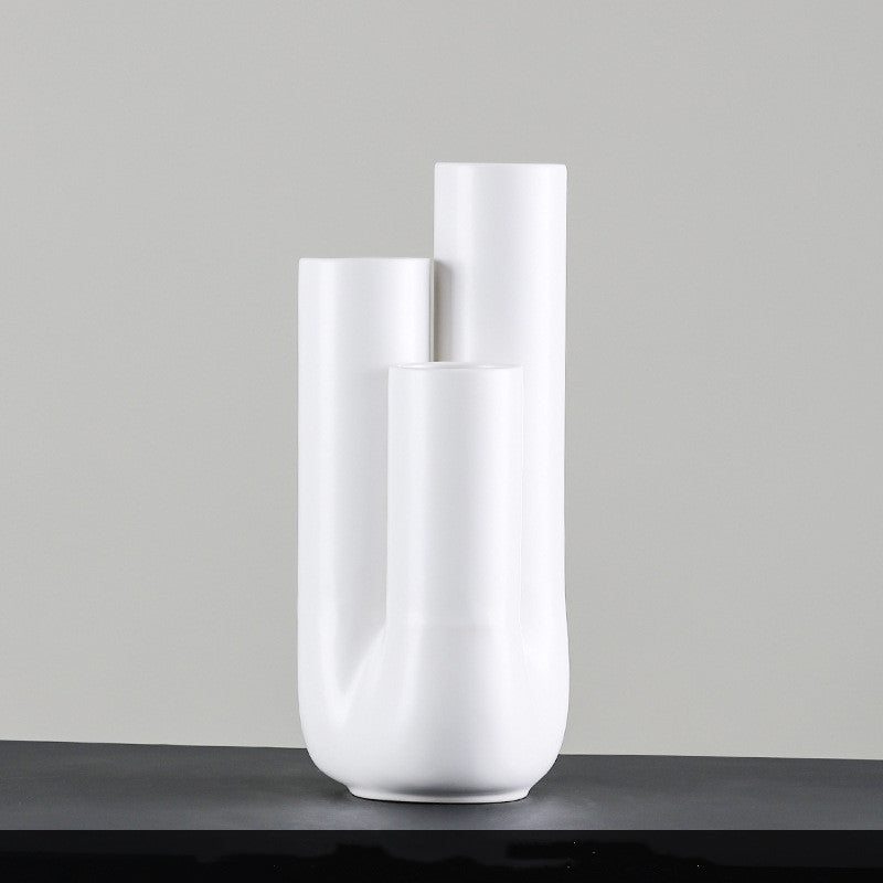 Creative Pipe Shape Porous Ceramic Vase