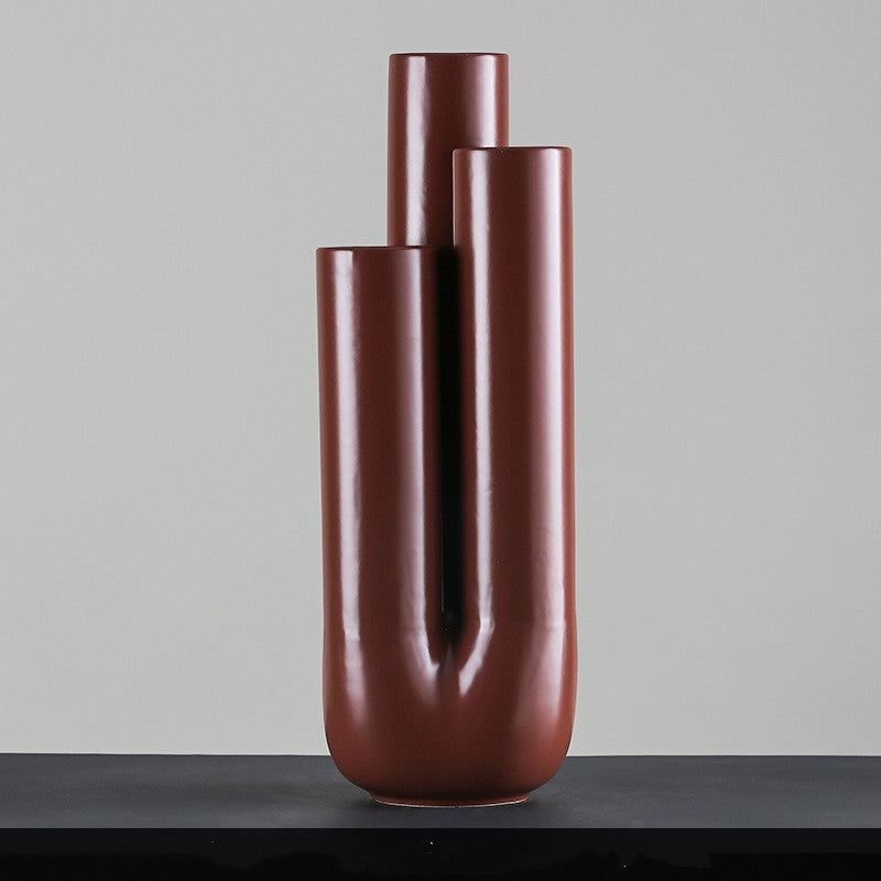 Creative Pipe Shape Porous Ceramic Vase