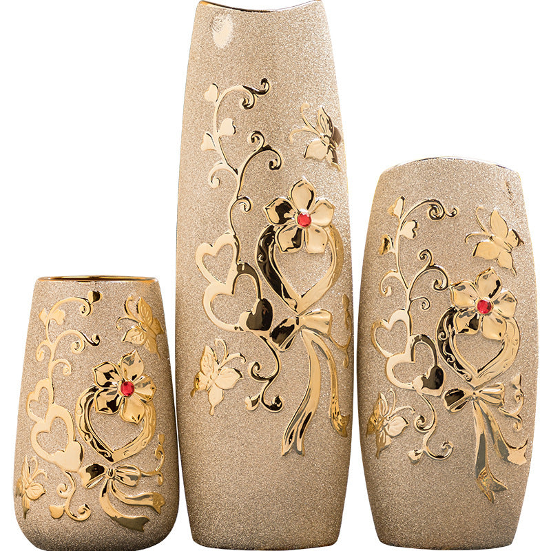 Ceramic Vase Electroplating Gold European Style Home Living Room Decoration