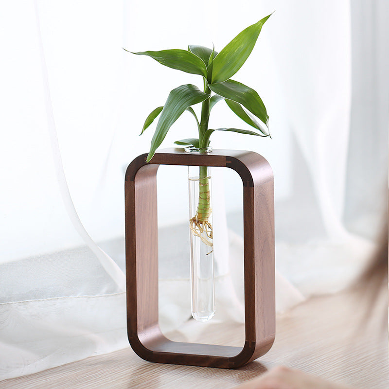 Wooden glass vase decoration