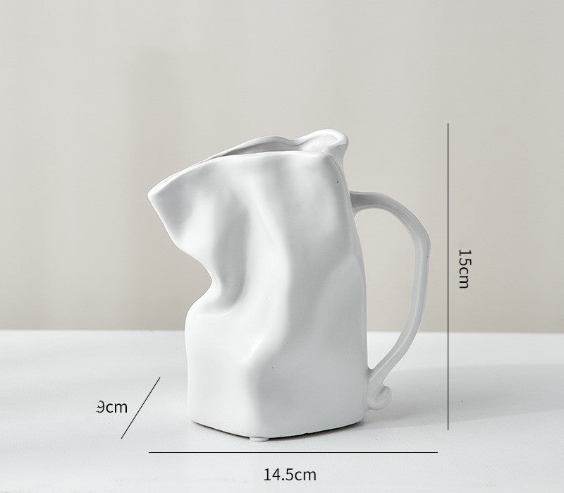 Light Luxury Electroplated Ceramic Fold Kettle Cup Vase Decoration