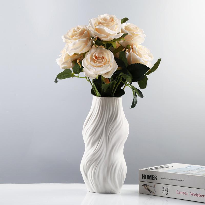 White Ceramic Vase Ornament Flower Arrangement