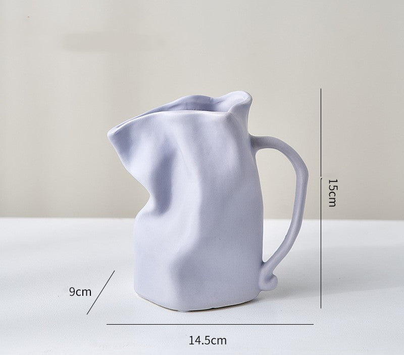 Light Luxury Electroplated Ceramic Fold Kettle Cup Vase Decoration