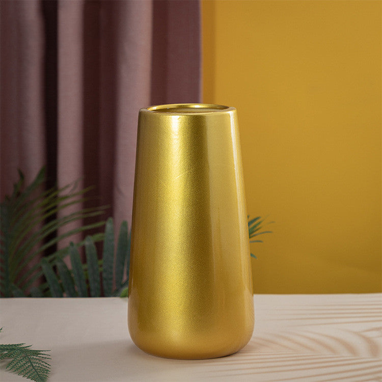 Golden Ceramic Vase Simple European Style Countertop Vase Decoration